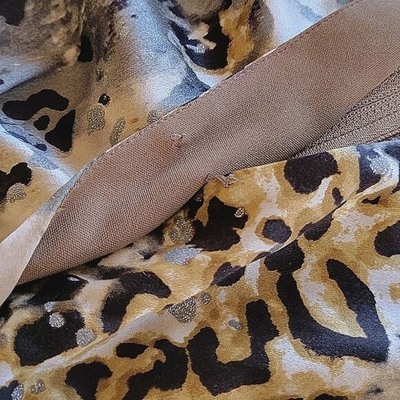 Vtg Tadashi Collection silk blend leopard print faux wrap blouse size 10 - Picture 12 of 13